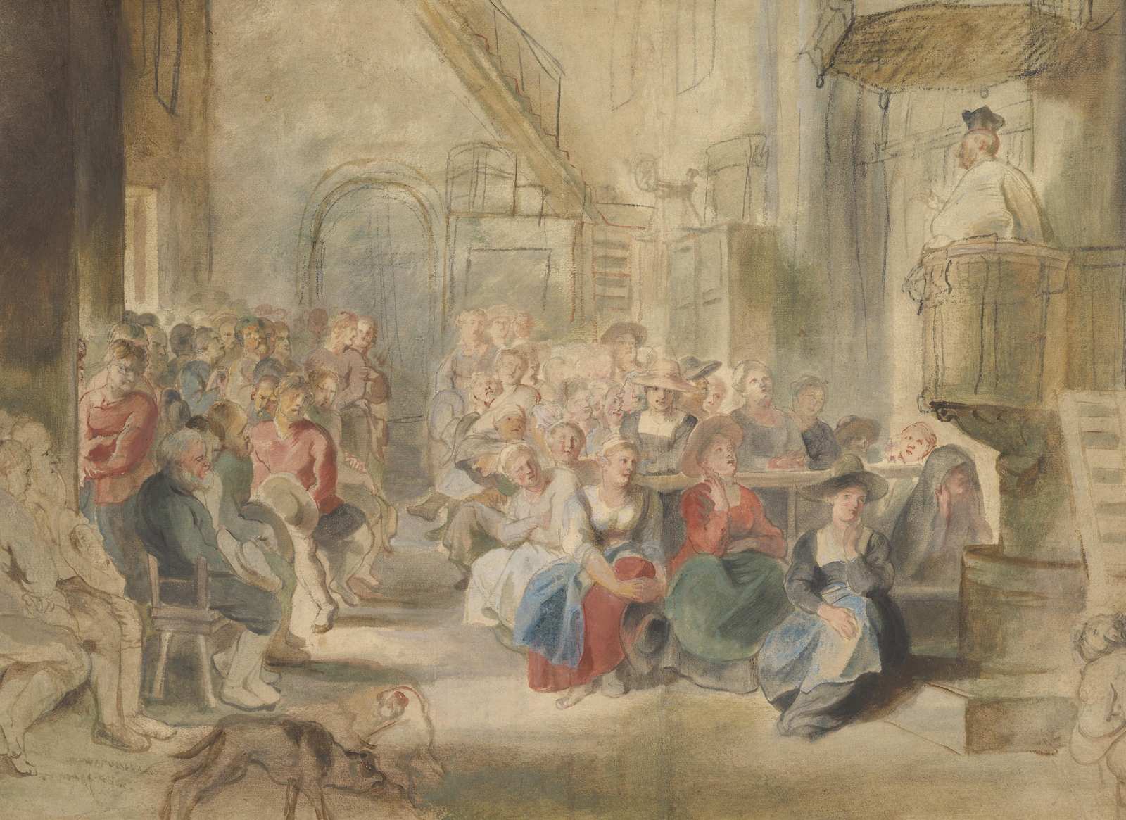 Vintage Audience Gathering Wall Art