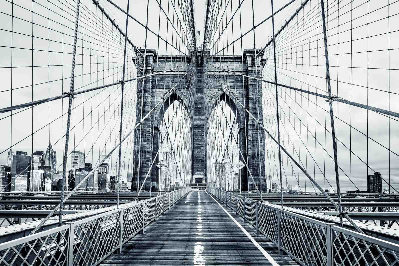 Dramatic Brooklyn Bridge B&W Wall Art