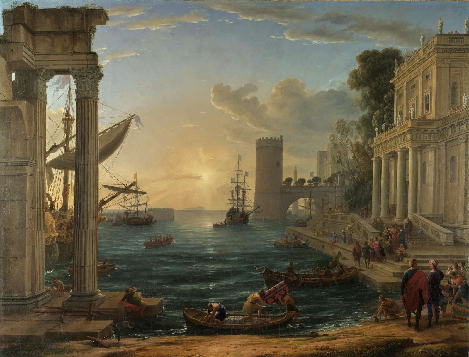 Classical Harbor Nautical Scene Wall Art