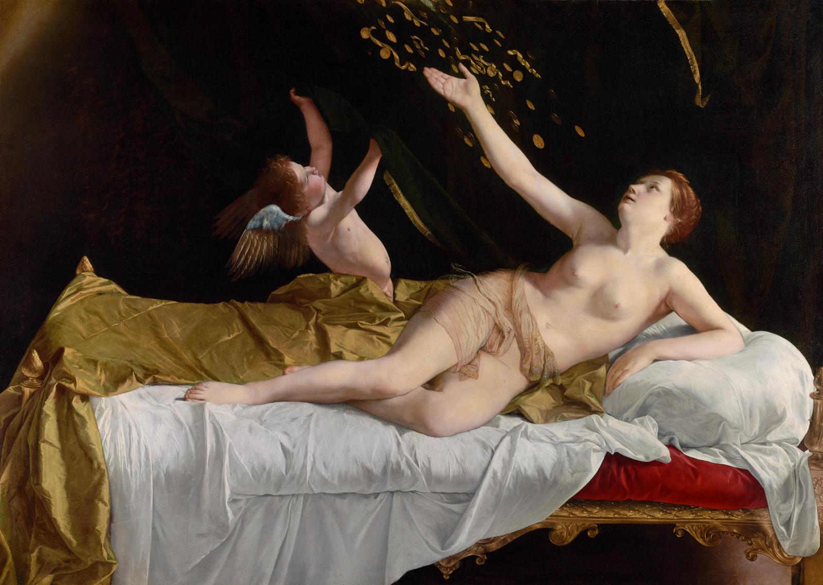 Venus and Cupid Gold Raining Wall Art
