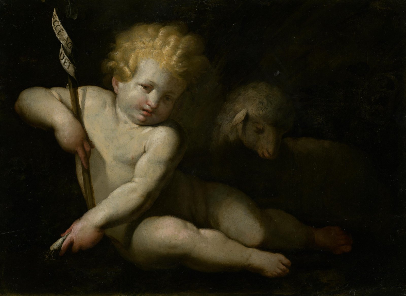 Serene Cherub & Lamb Religious Wall Art