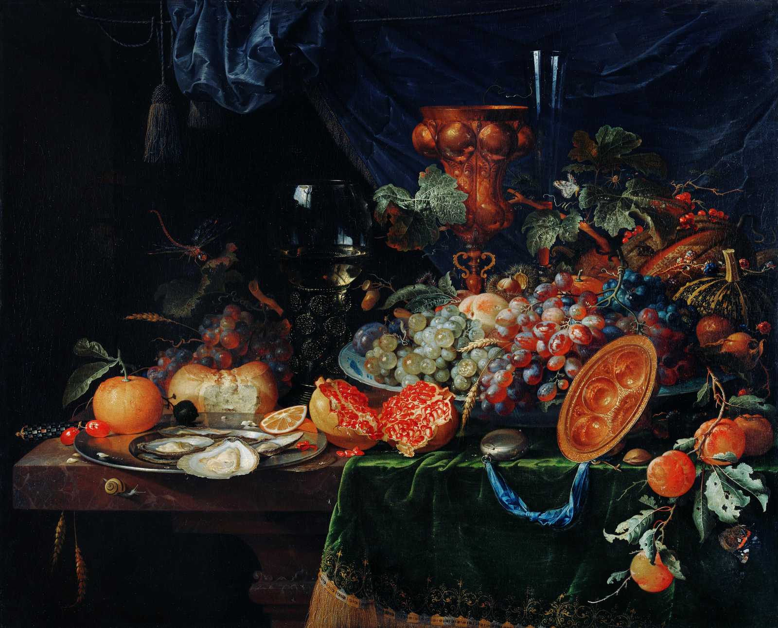 Opulent Fruit & Oysters Still Life Wall Art