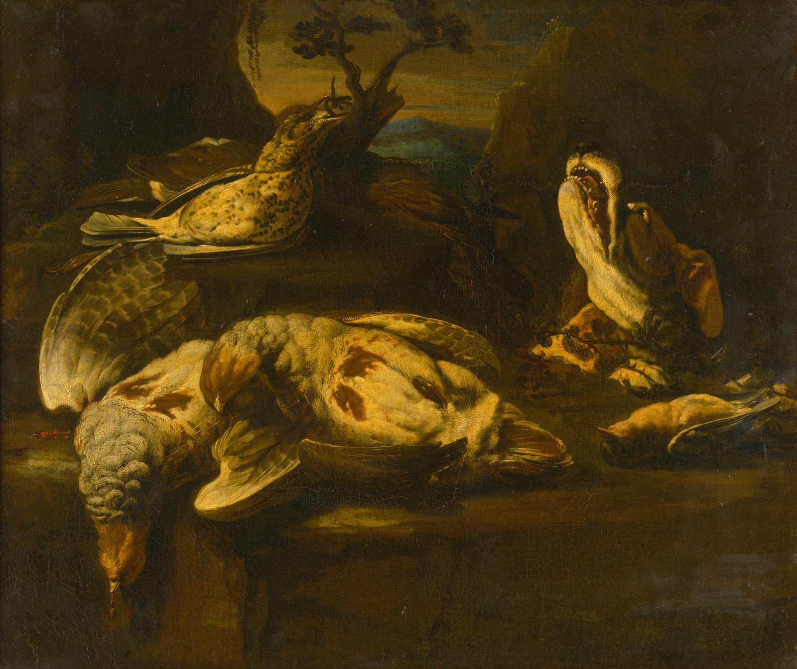 Vintage Game & Dog Still Life Wall Art