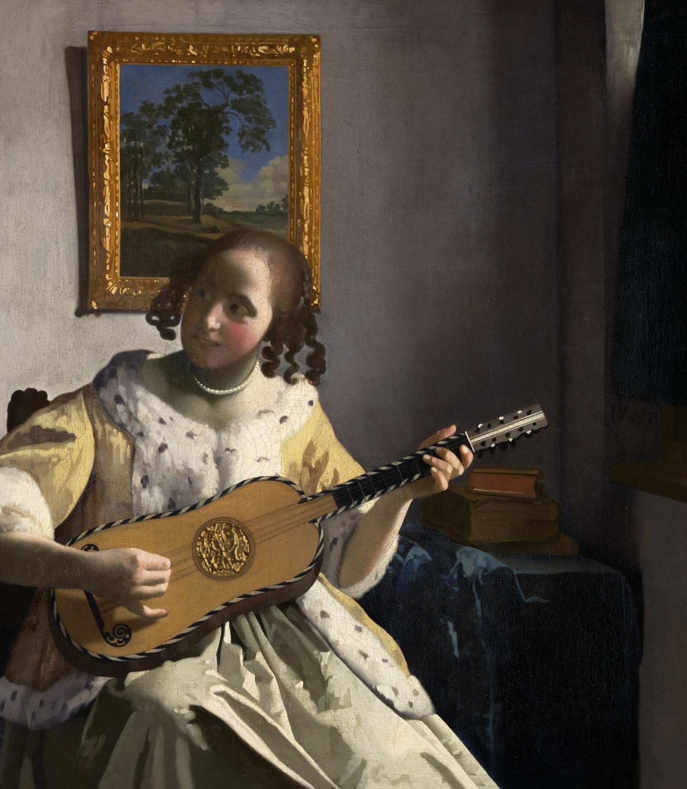 Woman Playing Guitar Masterpiece Wall Art