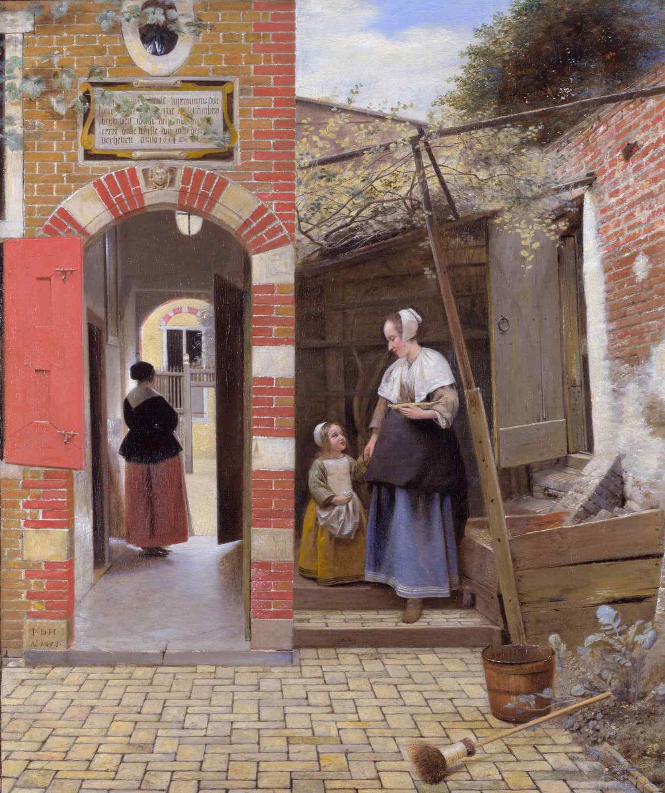 Vintage Courtyard Scene Wall Art