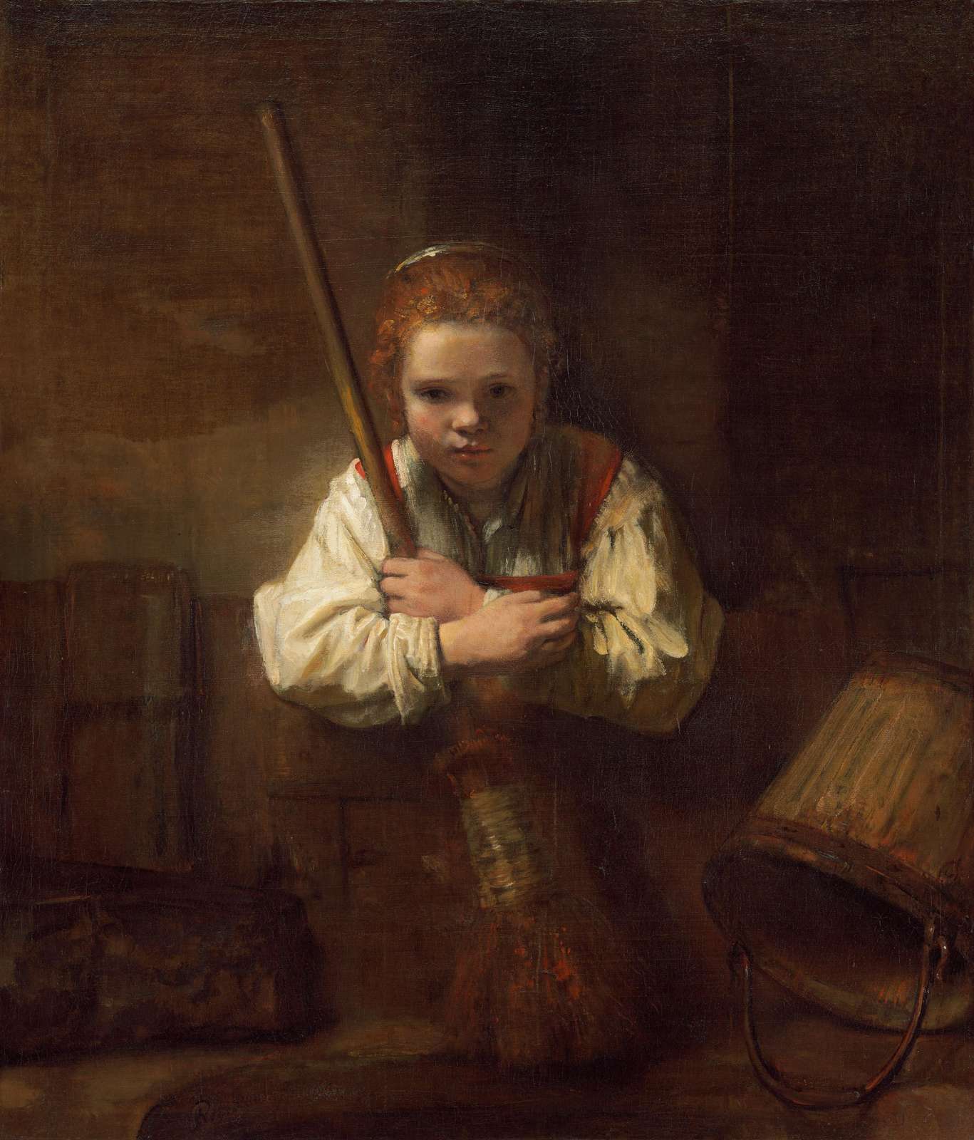 Young Girl with Broom Wall Art