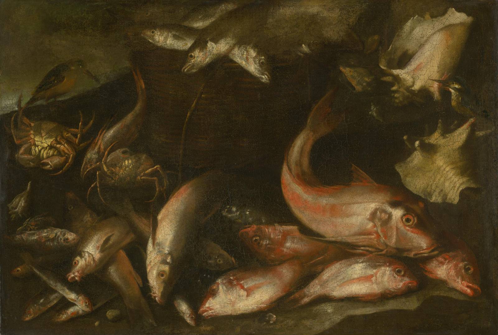 Vibrant Still Life Fish & Crab Wall Art