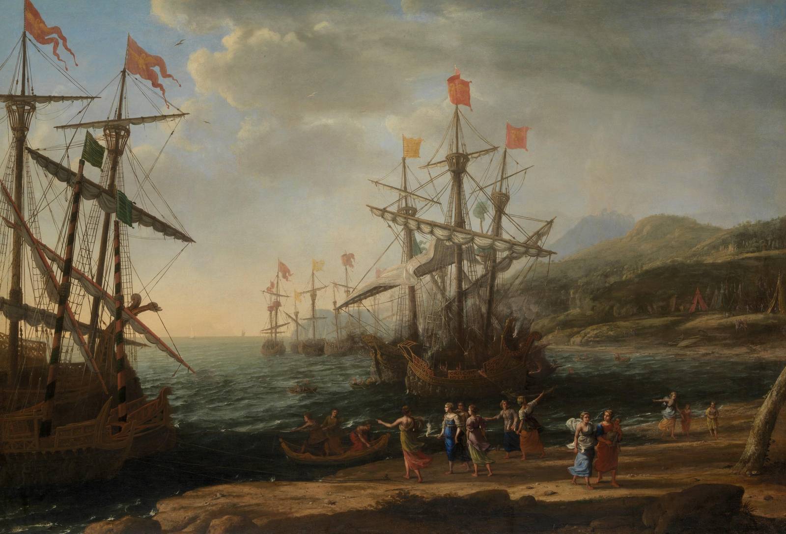 Grand Sailing Ships Coastal Scene Wall Art