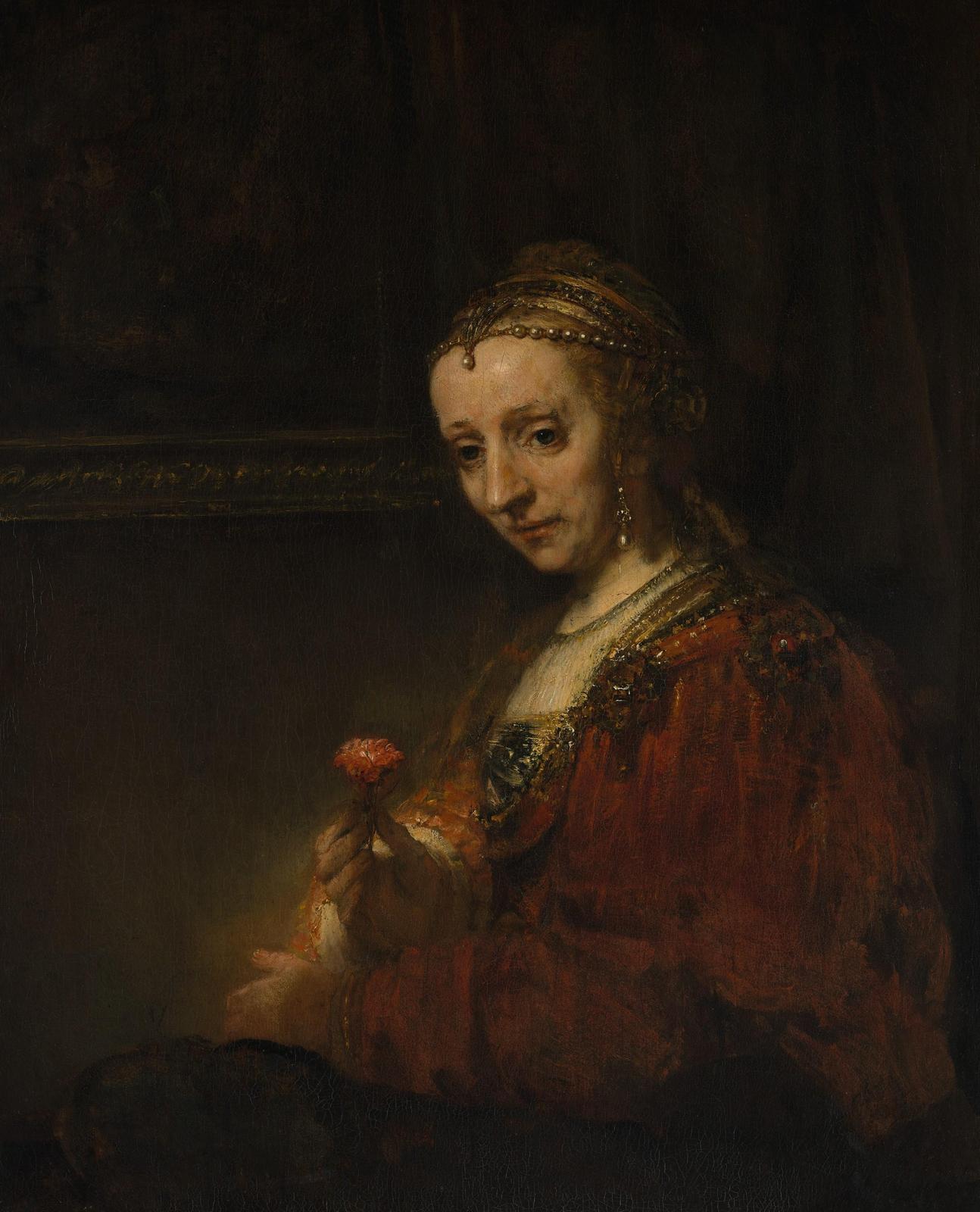 Rembrandt's Woman with a Flower Wall Art