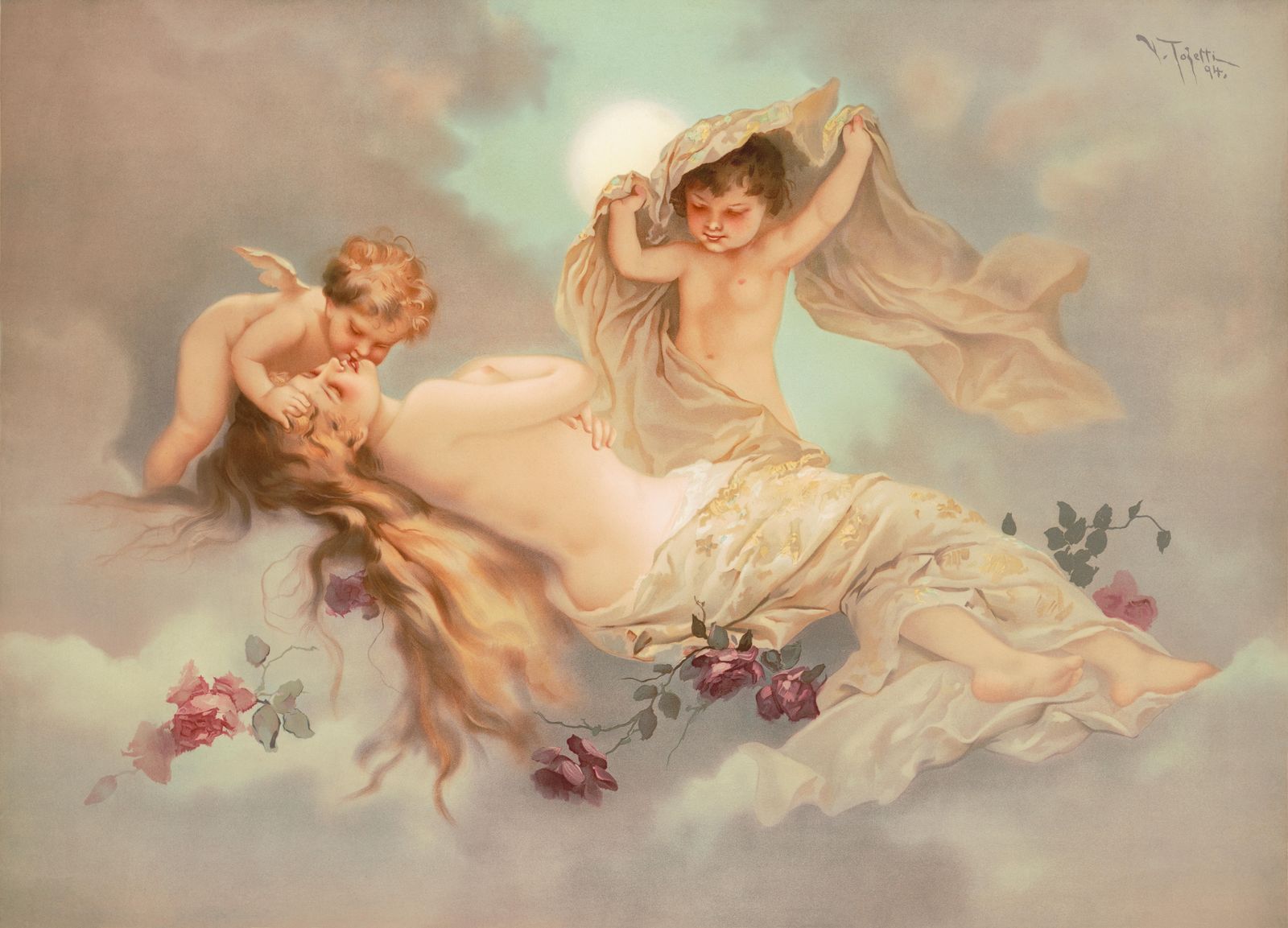 Romantic Cherubs & Venus Cloudscape Wall Art