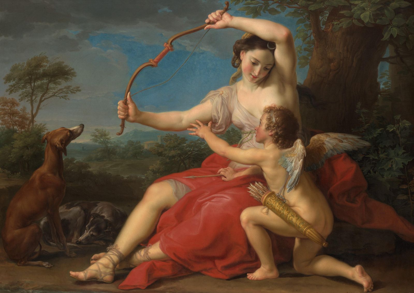 Venus and Cupid with Dogs Wall Art