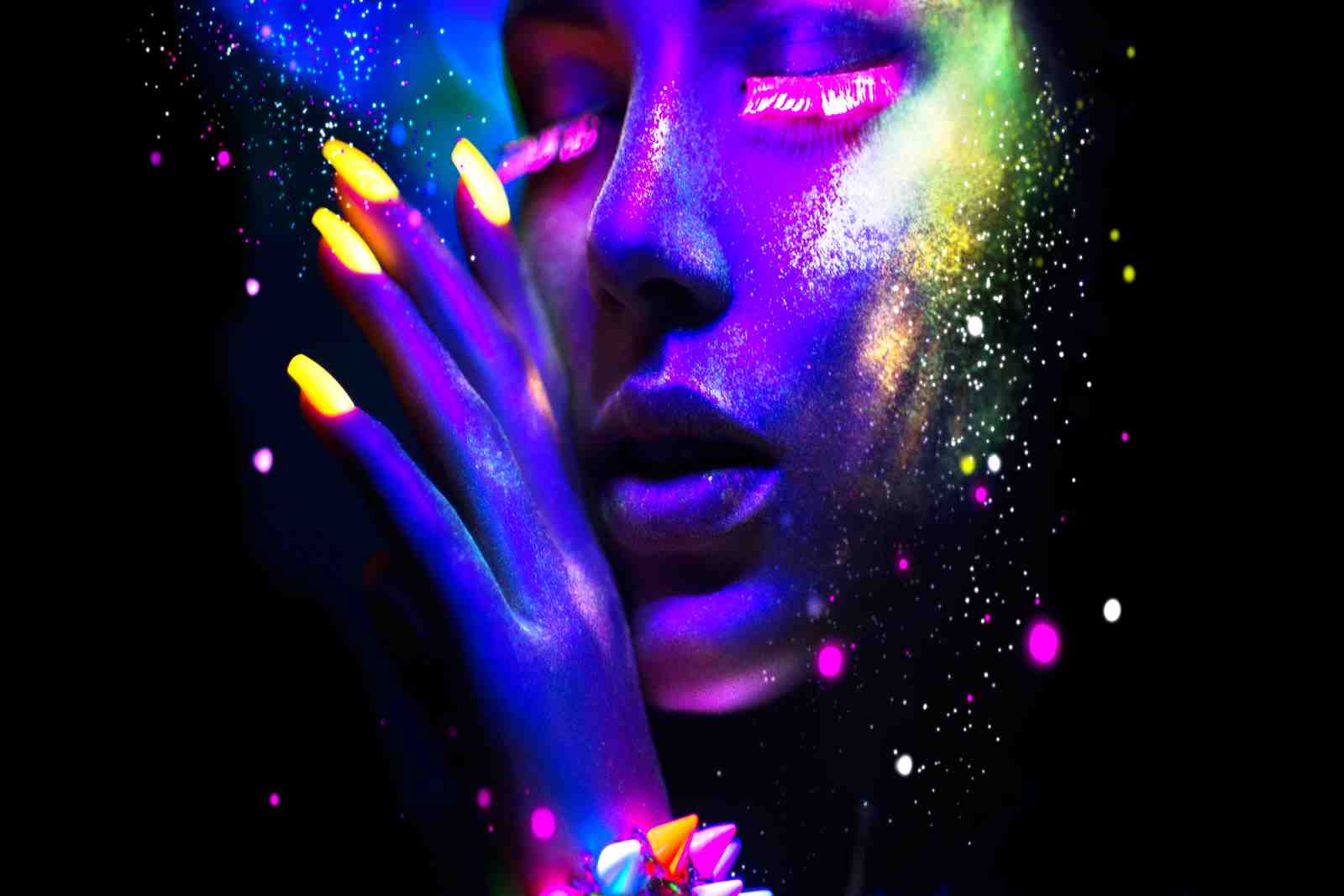 Neon Glow Face & Nails Wall Art
