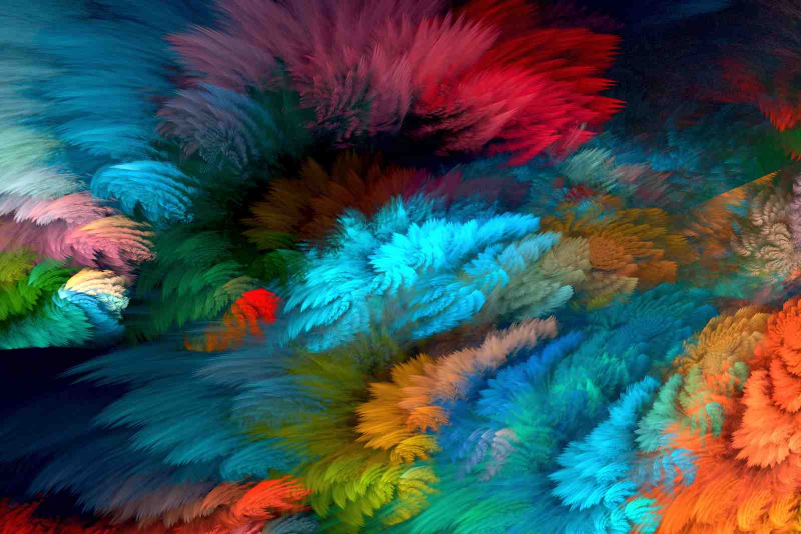 Vibrant Abstract Feathers Wall Art