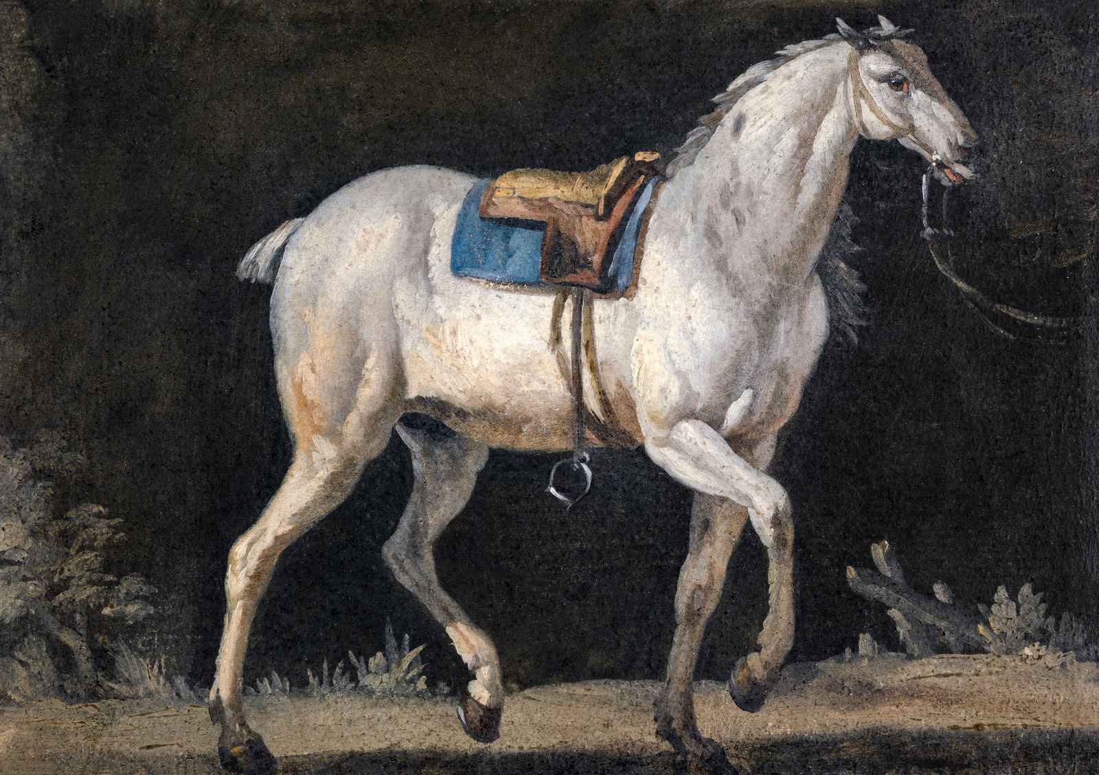 Elegant White Horse & Saddle Wall Art