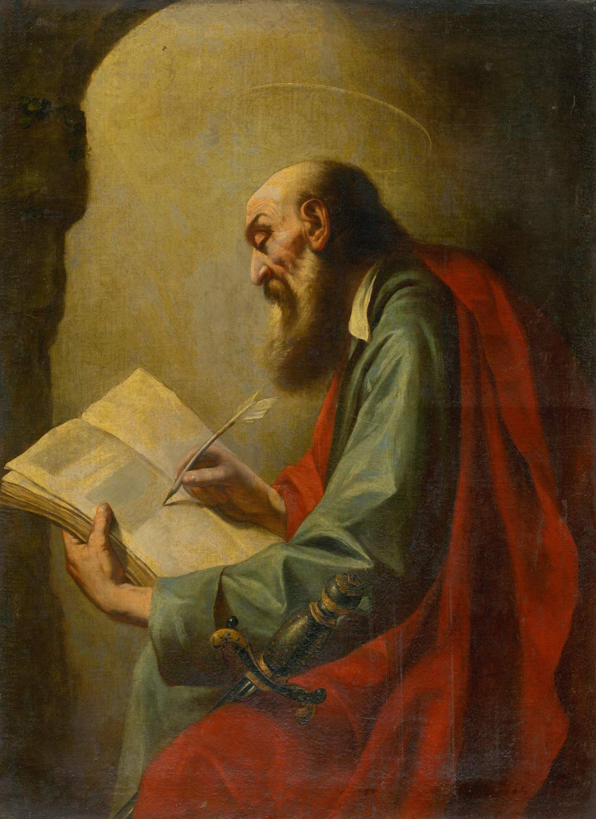 Saint Writing with Quill Wall Art