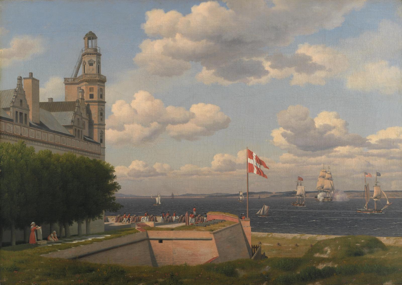 Majestic Harbor Scene Danish Flag Wall Art