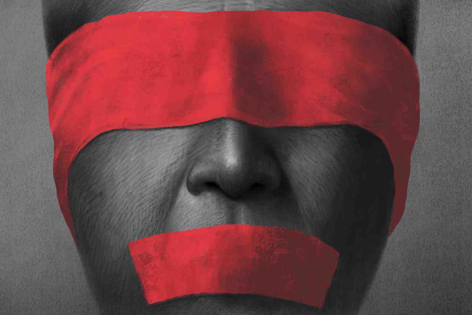 Bold Red Silence Face Wall Art