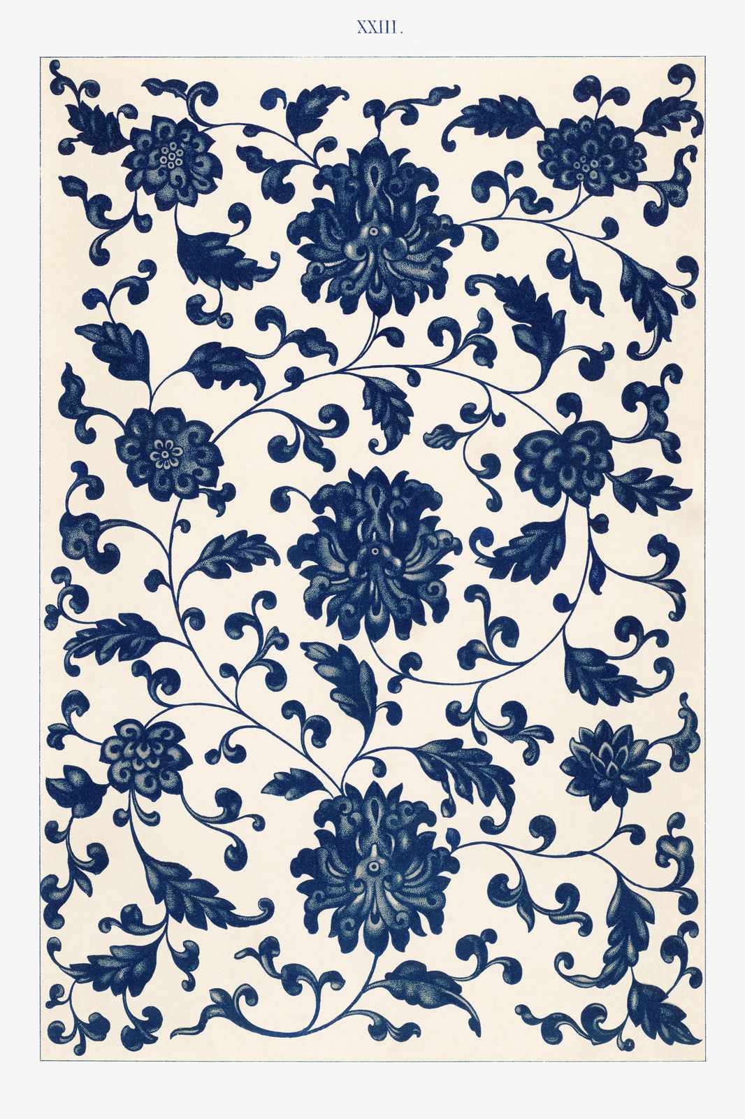 Elegant Blue Floral Scroll Wall Art