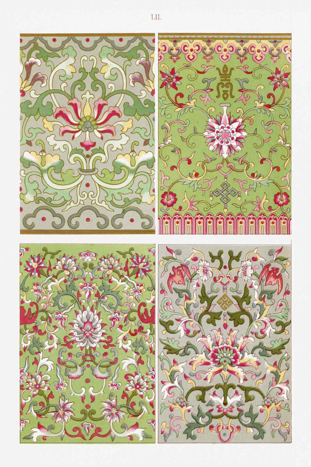 Vintage Floral Chinese Motifs Wall Art