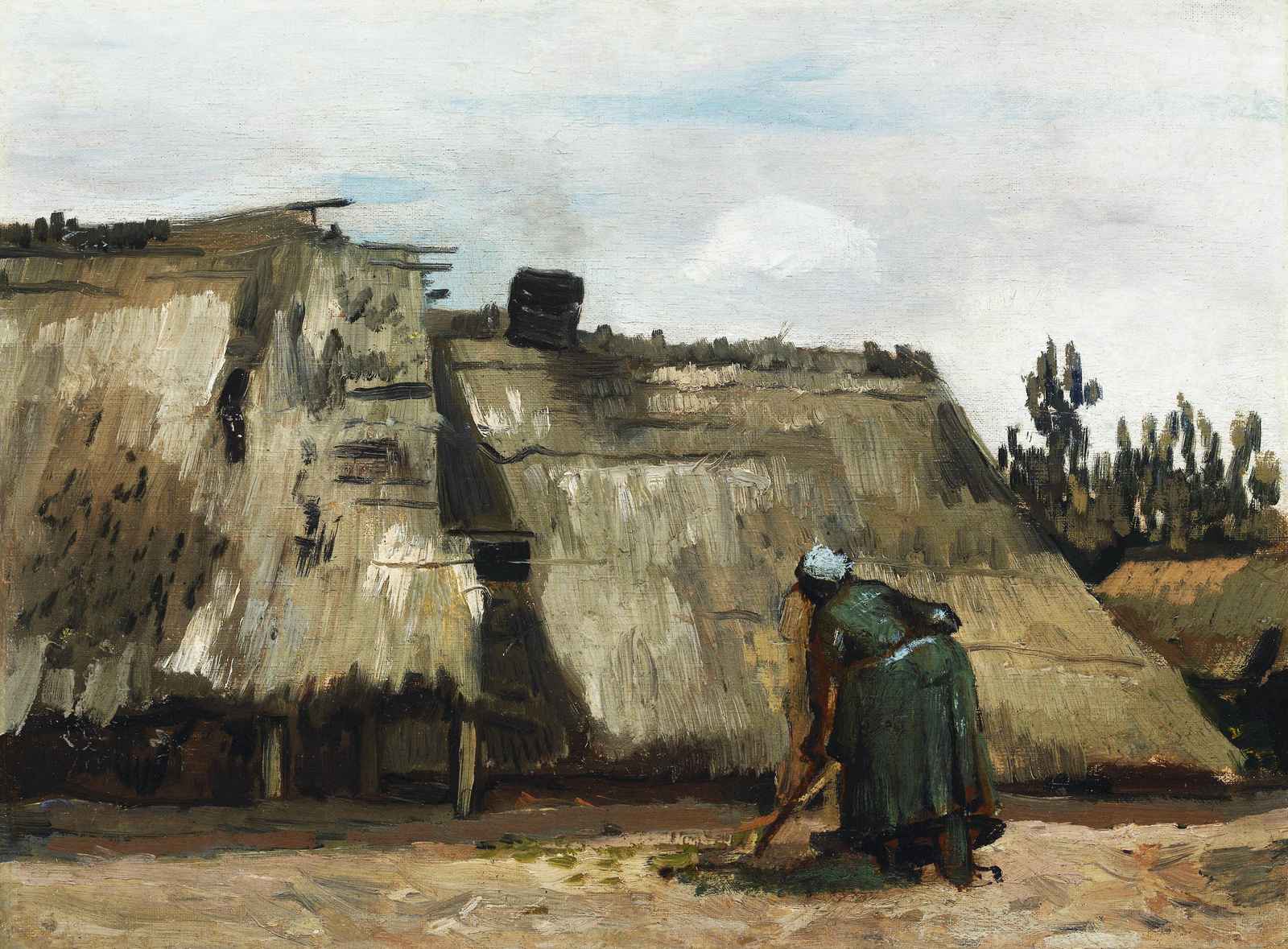 Peasant Scene with Thatched Roof Wall Art