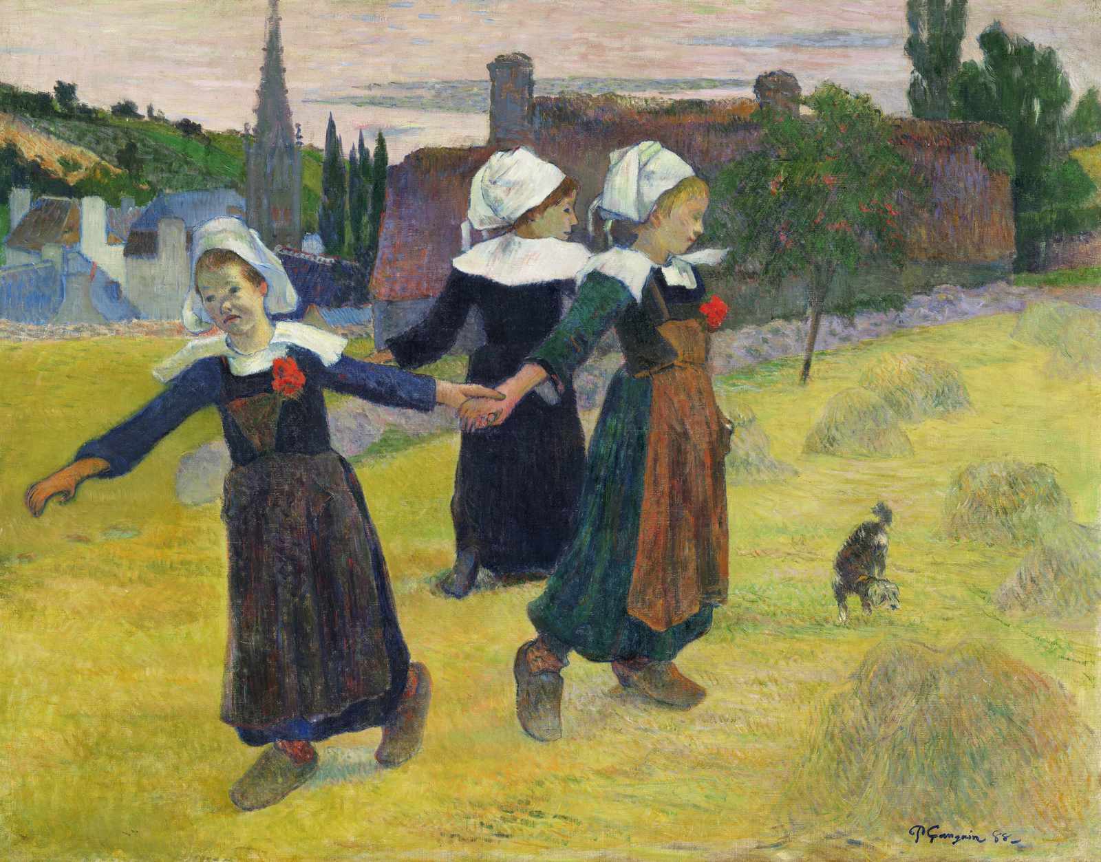 Breton Girls Dancing Folk Art Wall Art