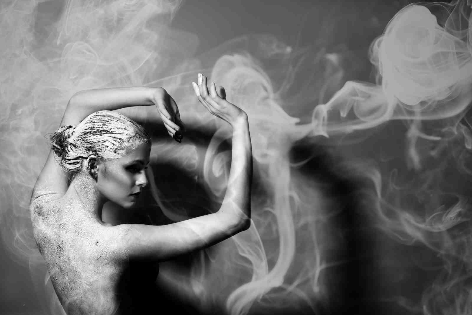 Ethereal Dance Woman Smoke Wall Art