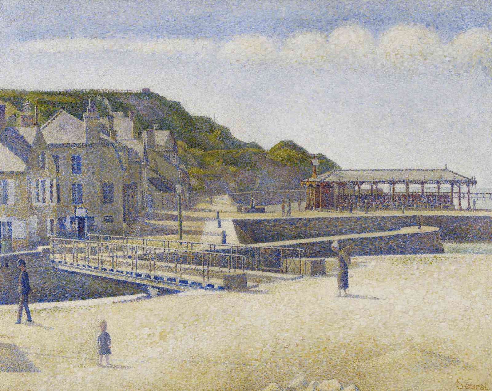 Coastal Village Pointillism Art Wall Art