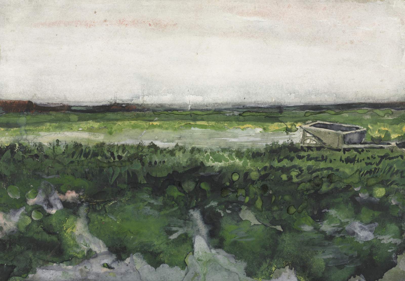 Serene Green Landscape Watercolor Wall Art