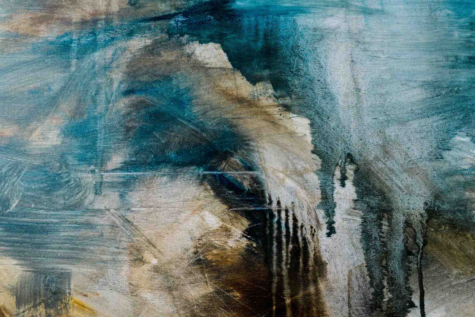 Abstract Teal & Brown Moody Landscape Wall Art
