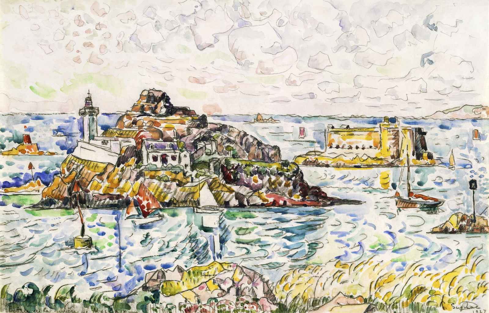 Coastal Lighthouse & Fort Landscape Wall Art