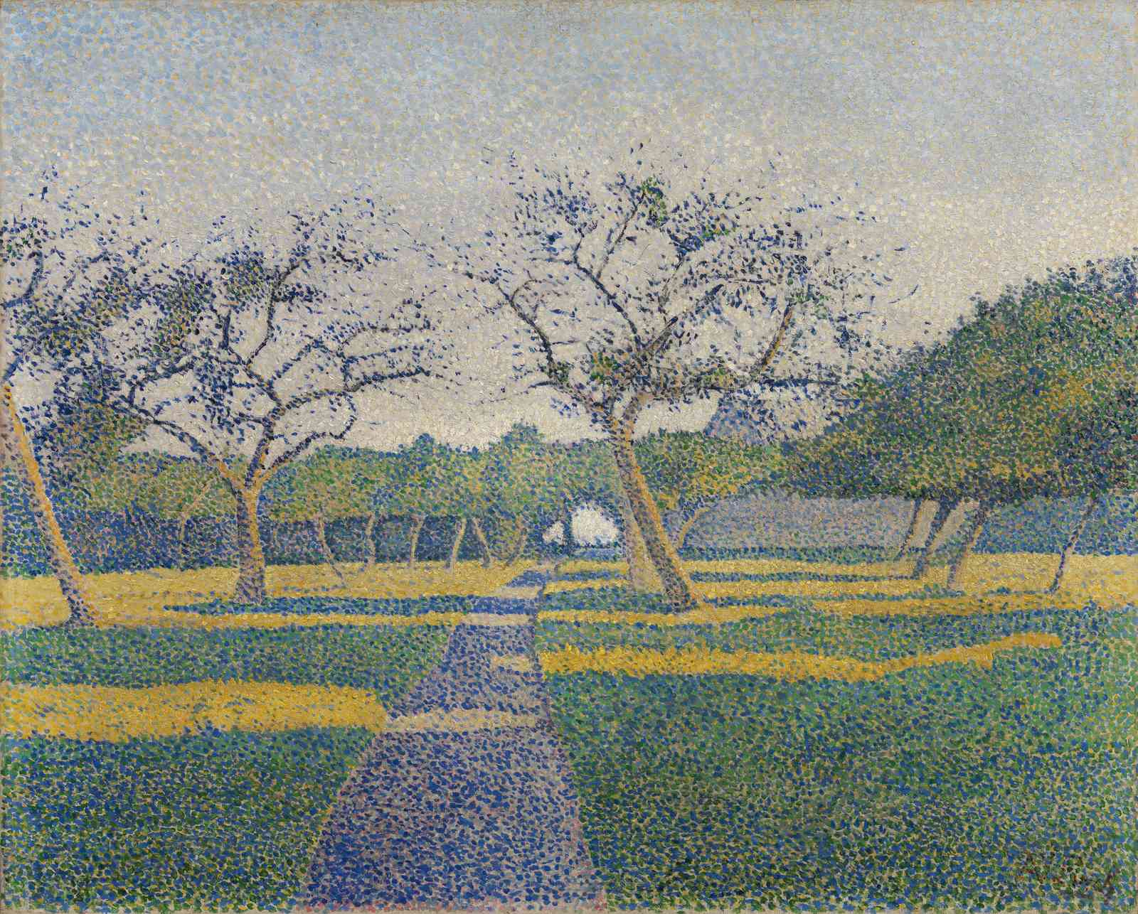 Pointillist Park Landscape Wall Art