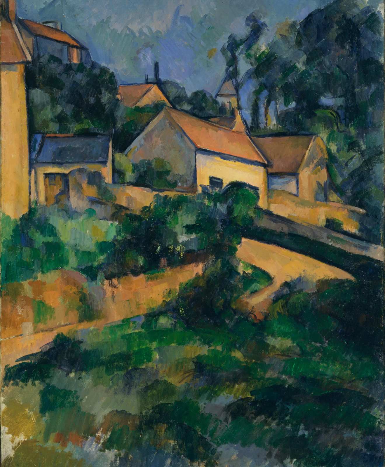 Vintage Village Landscape Oil Painting Wall Art