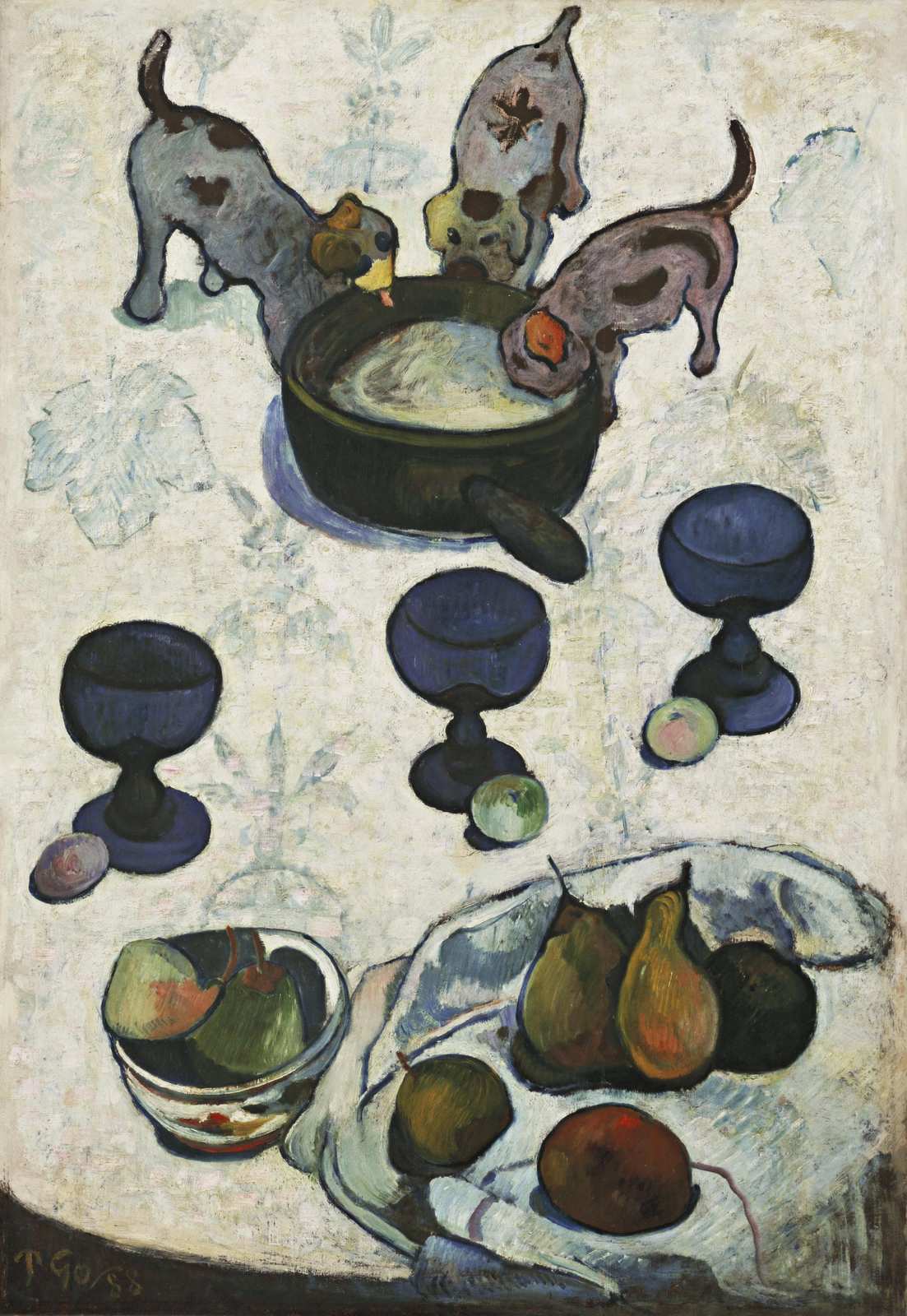 Vintage Dogs & Fruit Still Life Wall Art