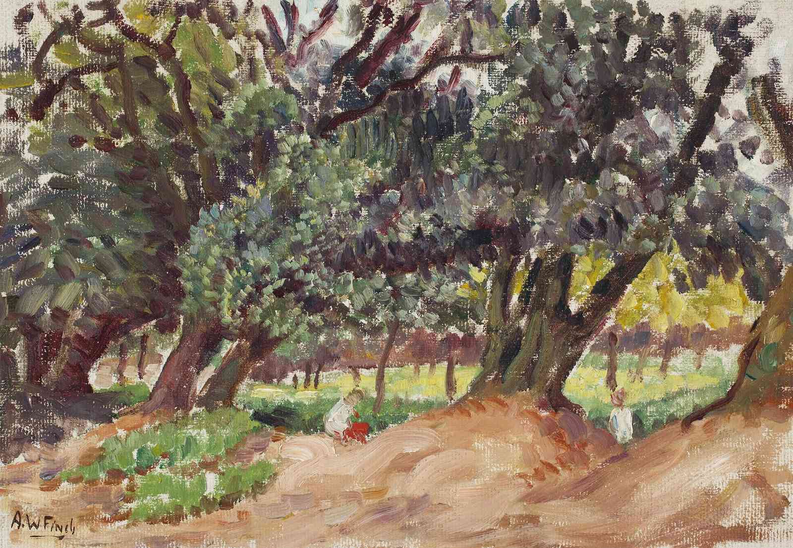 Vintage Olive Grove Scene Wall Art