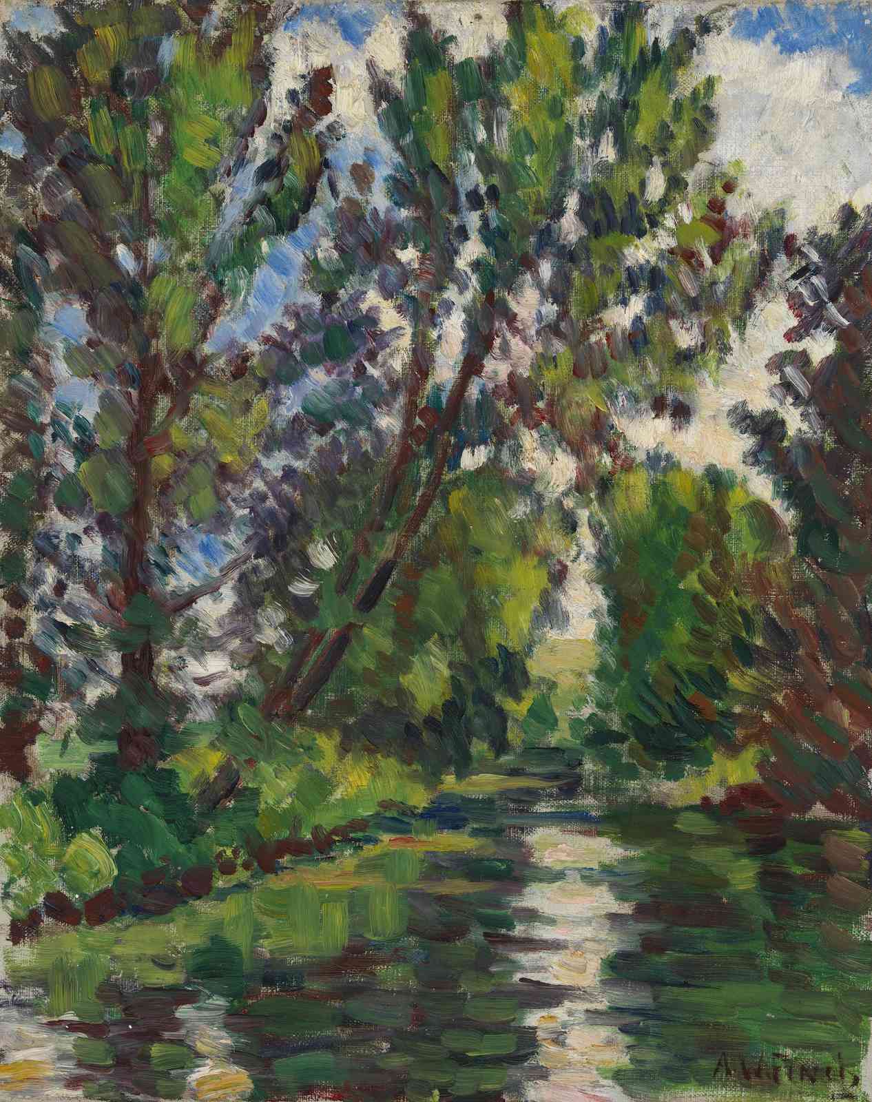 Serene River Landscape Impressionist Wall Art