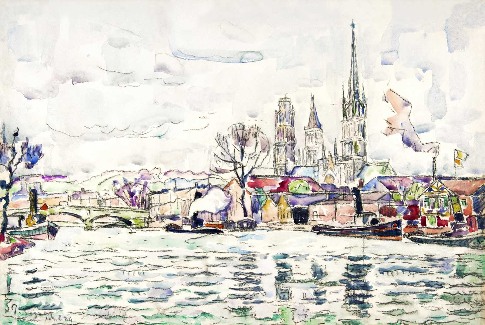 Vibrant European Cityscape Watercolor Wall Art