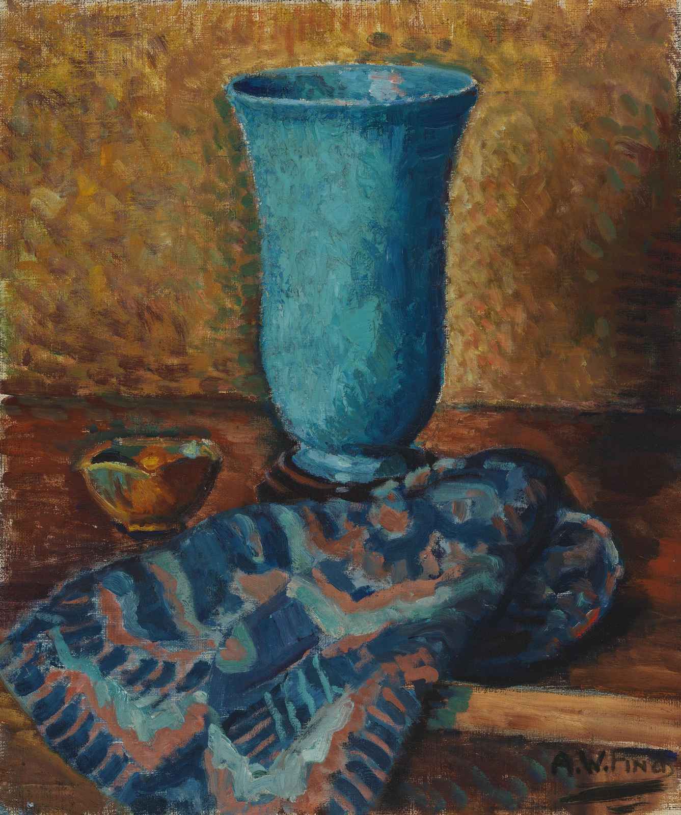 Blue Vase & Textile Still Life Wall Art
