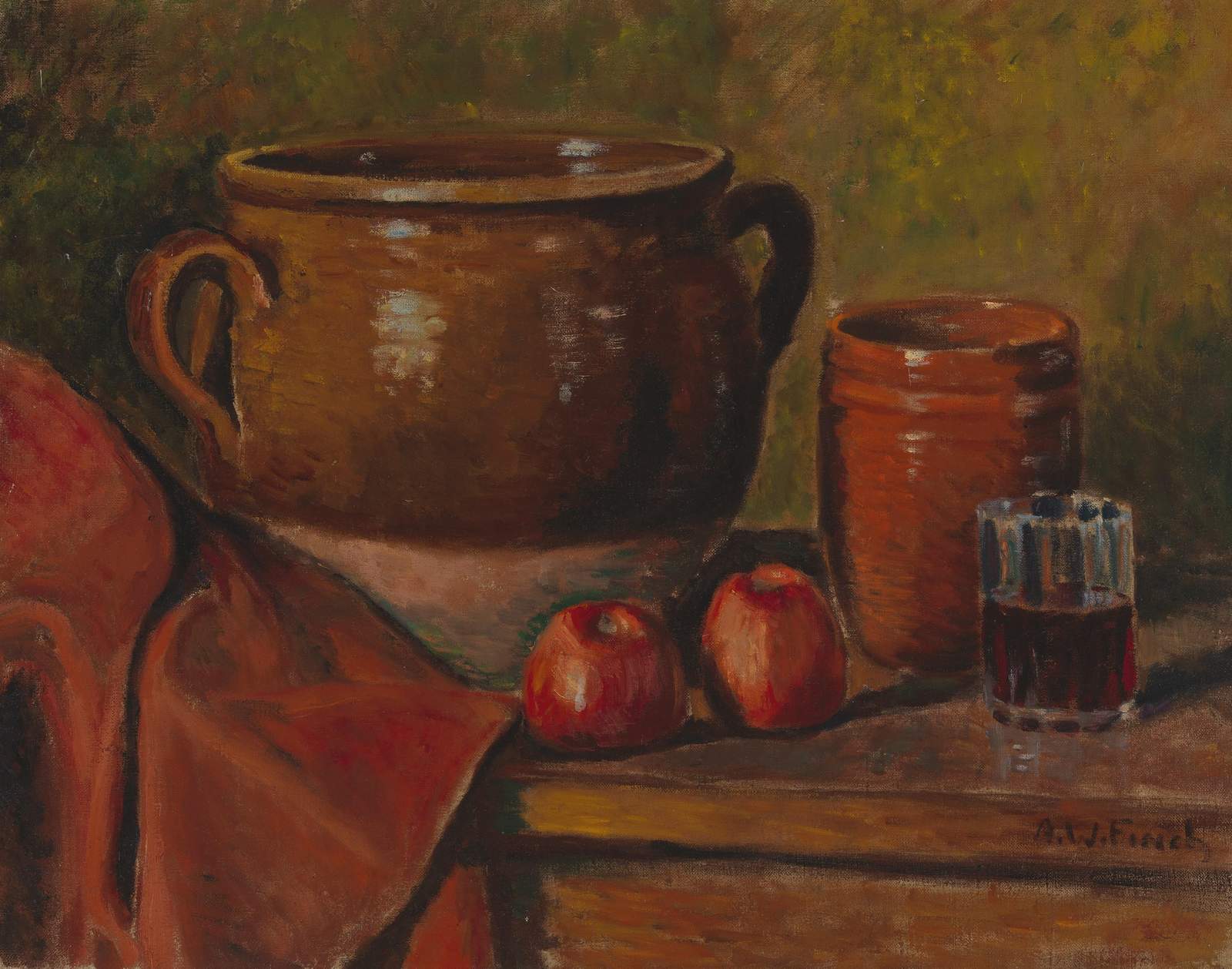 Earthy Still Life Apples & Pottery Wall Art
