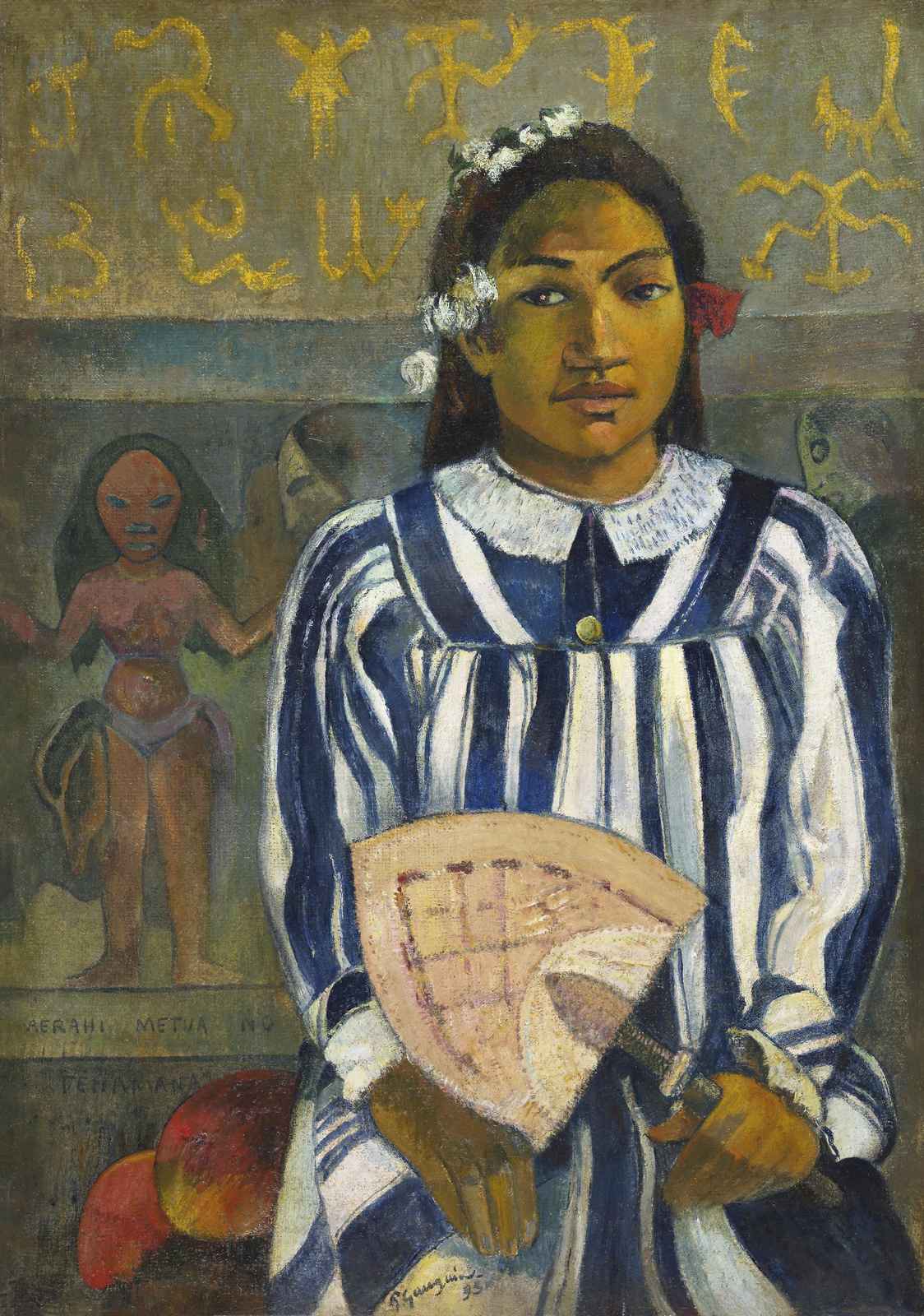 Tahitian Girl with Fan Gauguin Wall Art