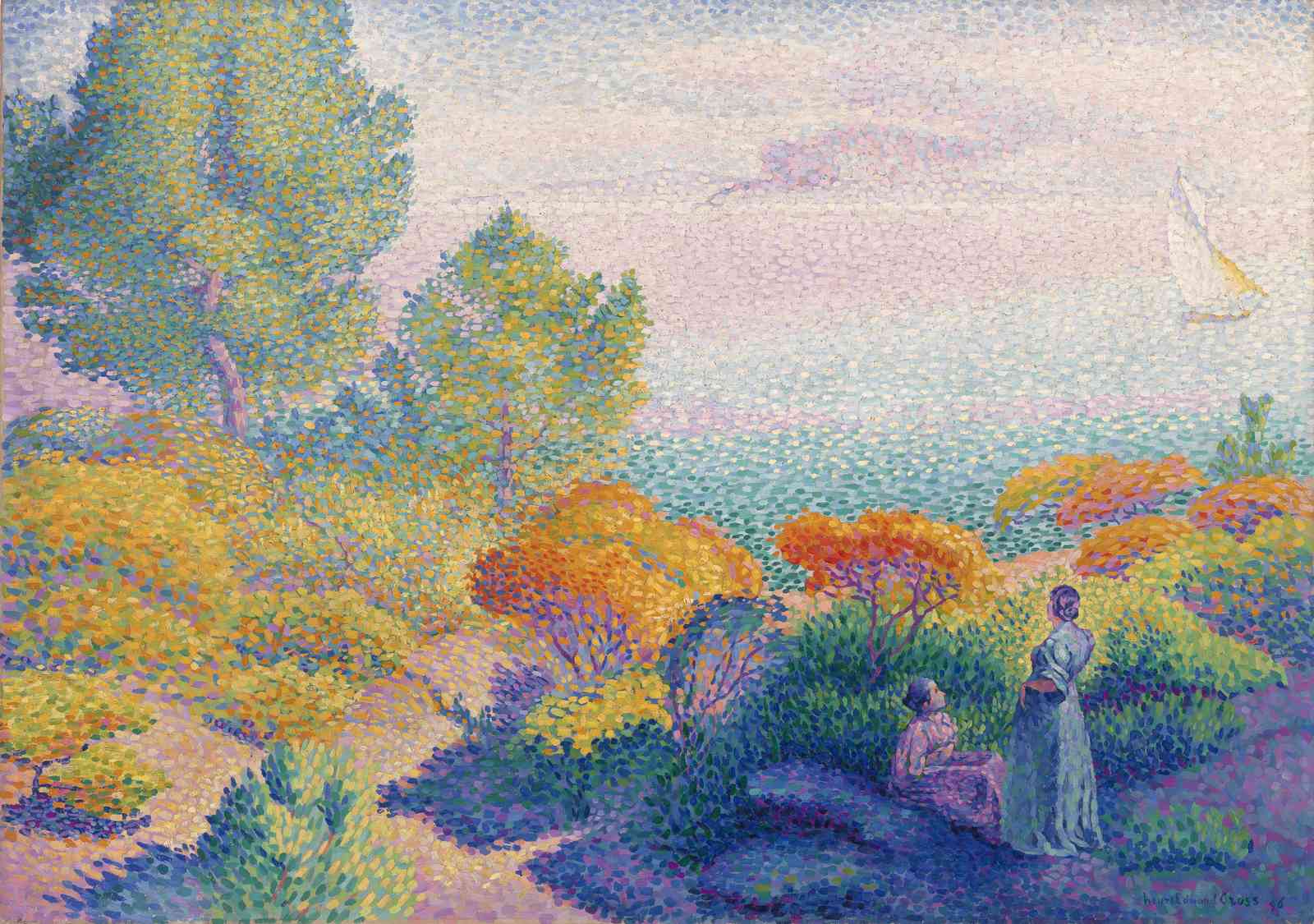 Seascape Serenity Pointillism Wall Art