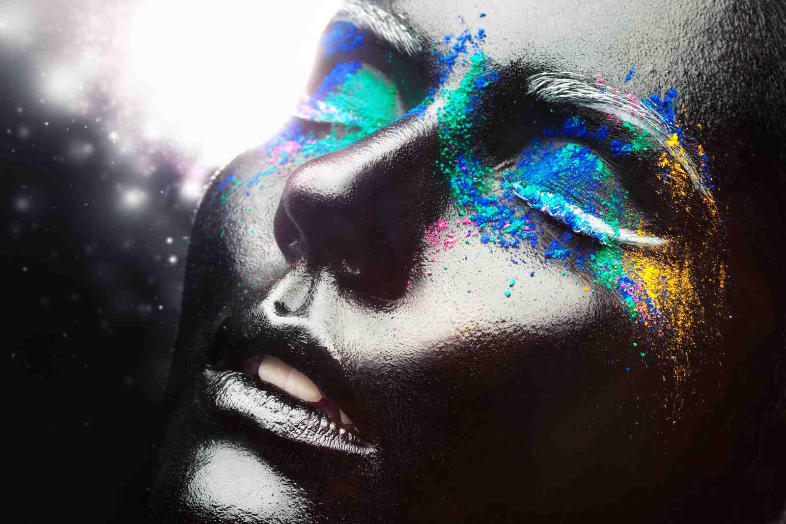 Vibrant Galaxy Face Art Wall Art