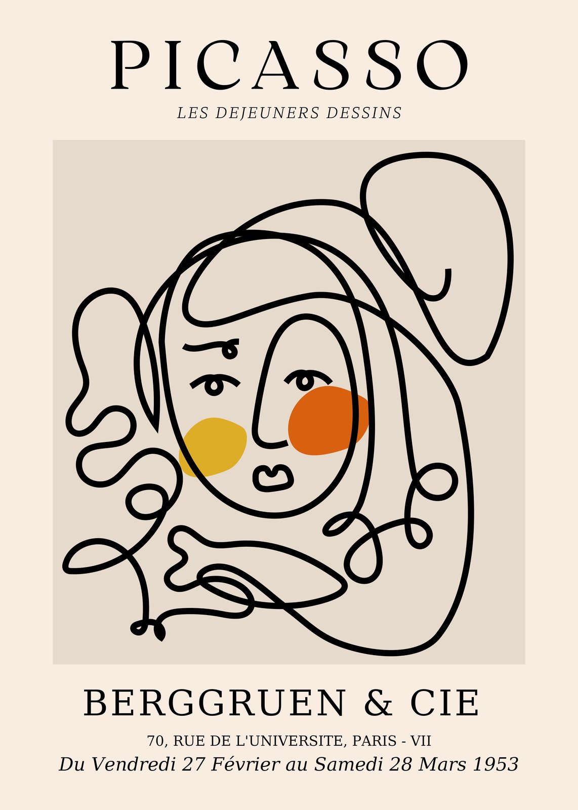 Abstract Picasso Face Line Art Wall Art