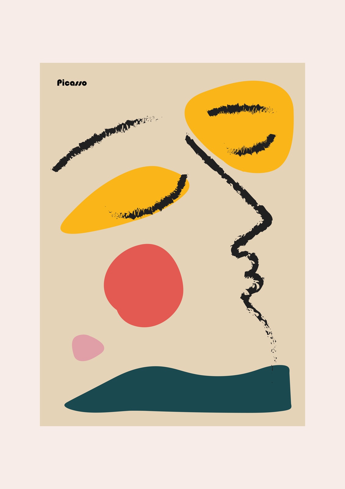 Abstract Face Yellow & Red Wall Art