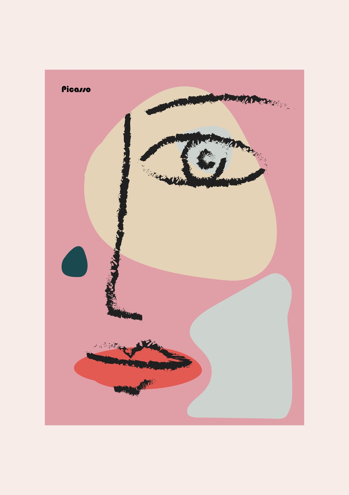 Abstract Face Picasso Style Wall Art
