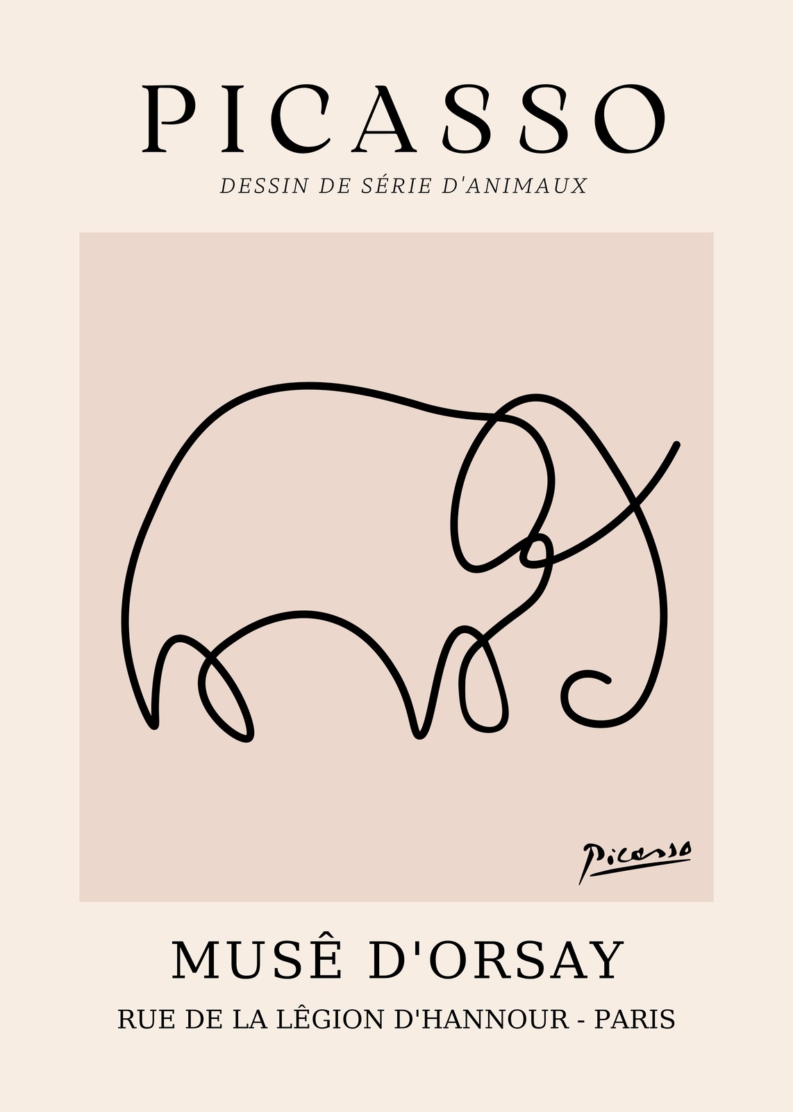 Minimalist Elephant Line Art Picasso Wall Art