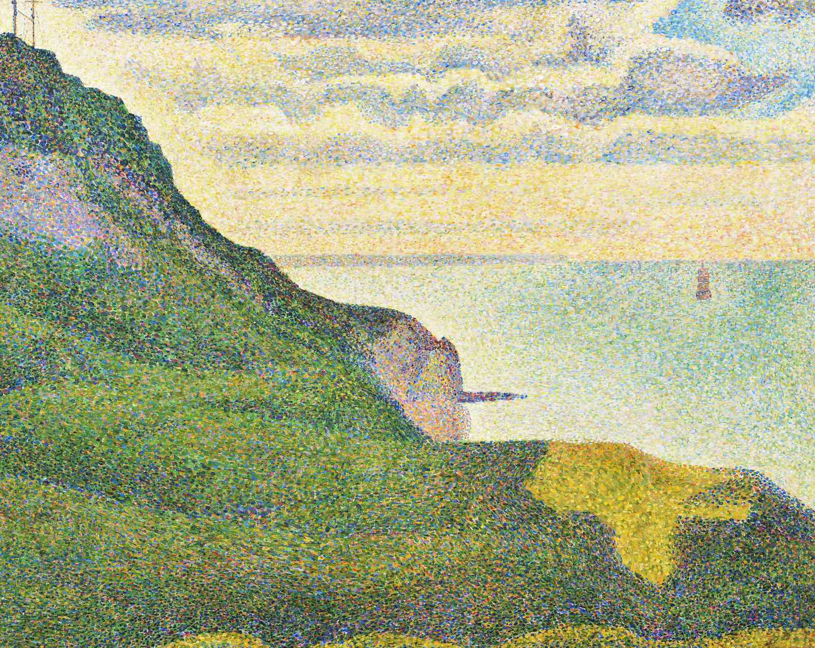 Pointillist Cliff Seascape Wall Art