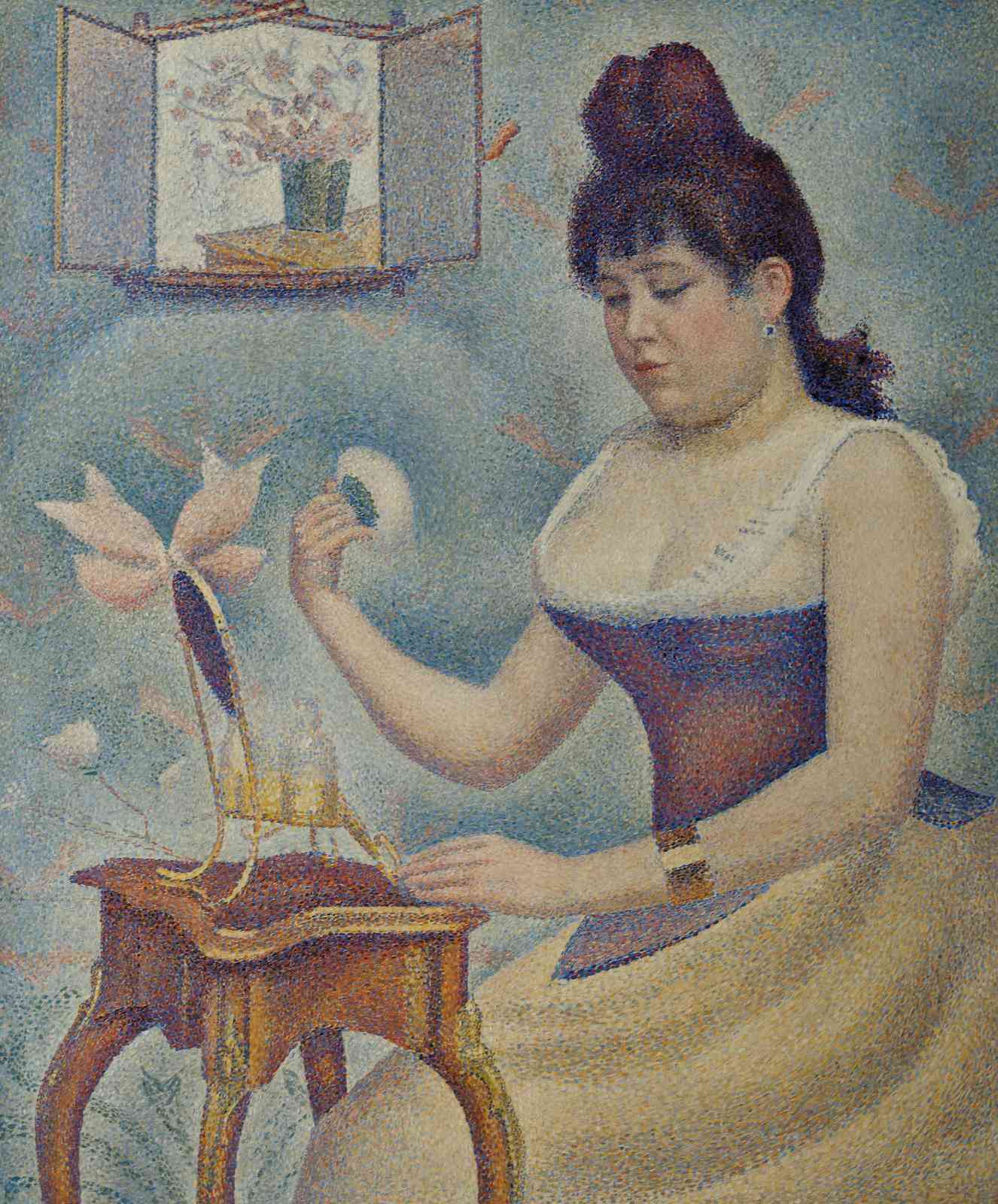 Vintage Woman & Vanity Pointillism Wall Art