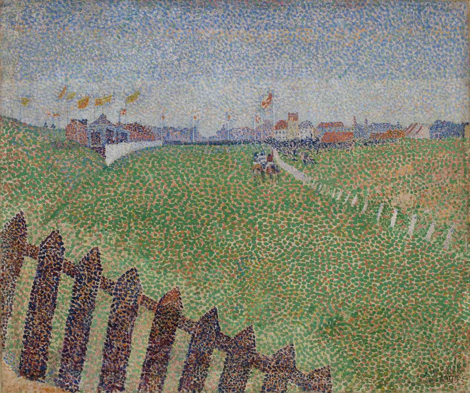Pointillist Landscape & Flags Wall Art