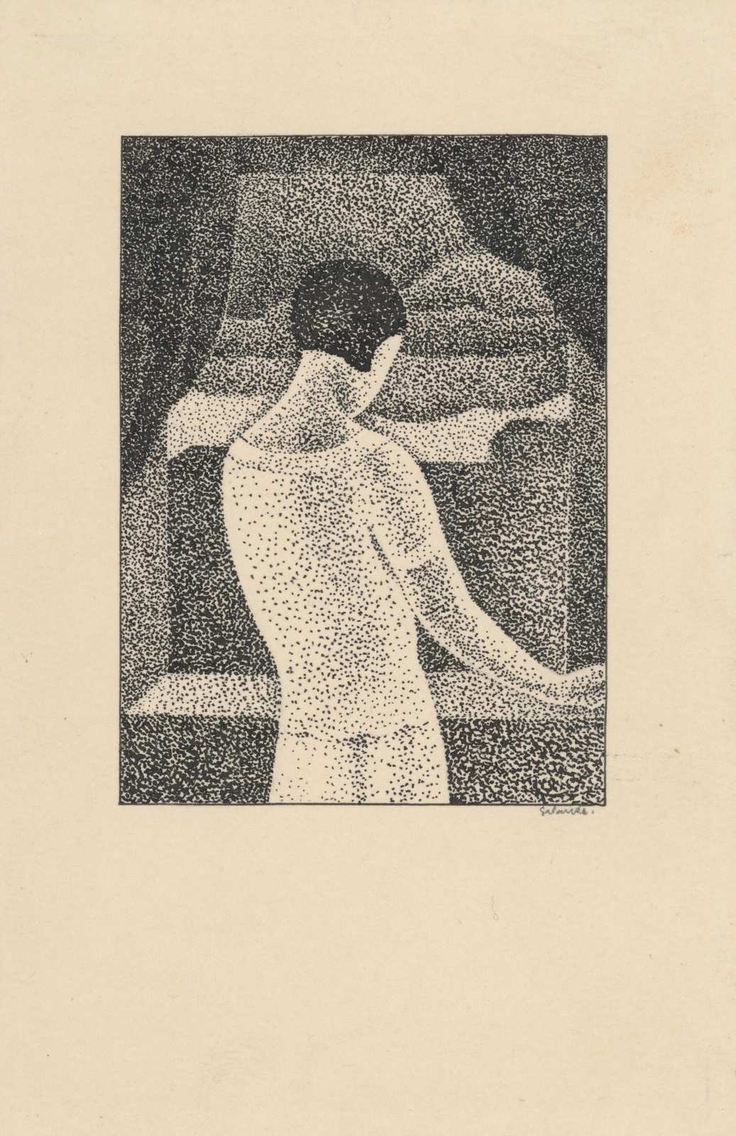Art Deco Woman Stippled Wall Art Wall Art