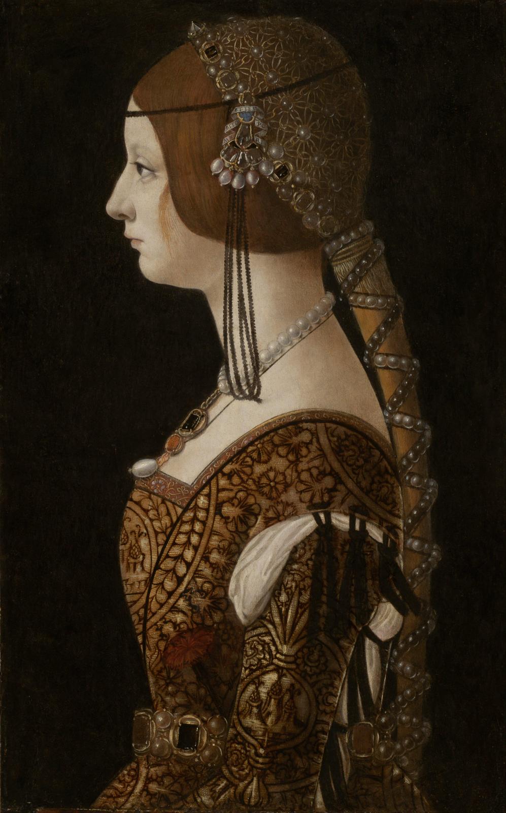 Renaissance Portrait Lady Gold Brocade Wall Art